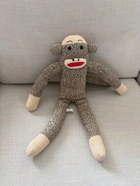 Vintage 1999 Sock Monkey Plush Stuffed Animal Classic Knit Toy Think Of It
